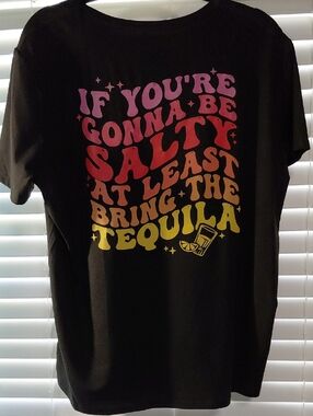 Black Graphic Tee with Multicolor 'If You're Gonna Be Salty' Slogan